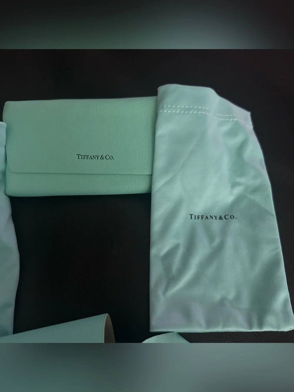 Lot 3 TIFFANY & CO. Eyeglass Soft Glasses/Sunglass Leather Teal Magnetic Case*